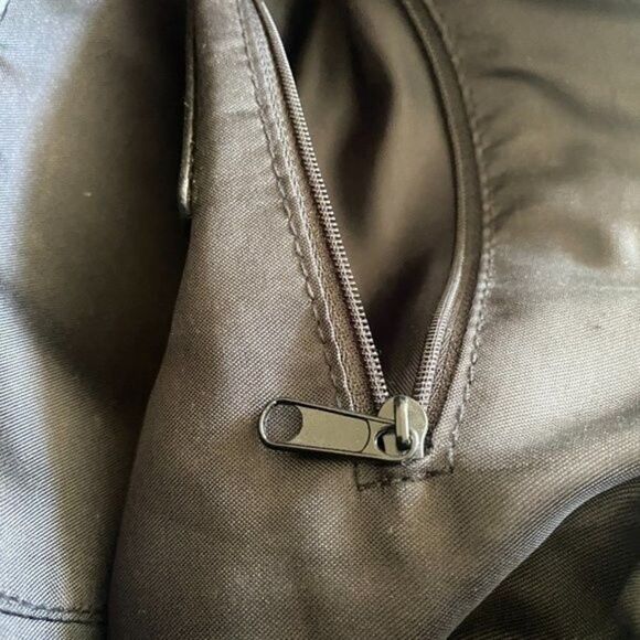 Fossil Black & Brown Multi Canvas Zip Satchel Handbag Hobo Purse Carryall Tote - Picture 11 of 12